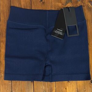 Women's Navy Ribbed Bike Shorts